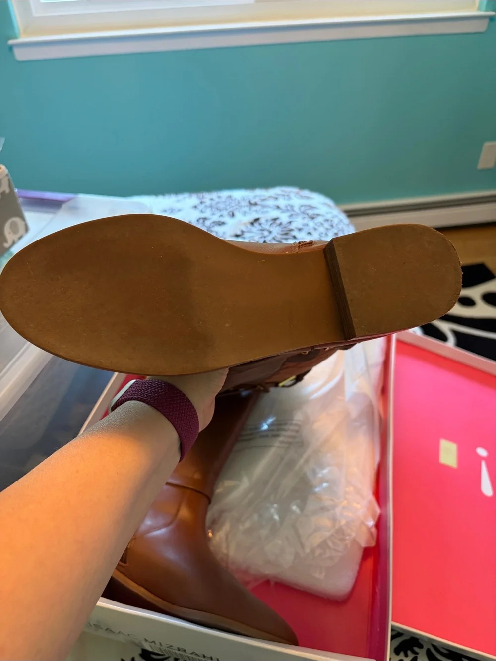 Isaac Mizrahi Quilted camel brown Riding Boots